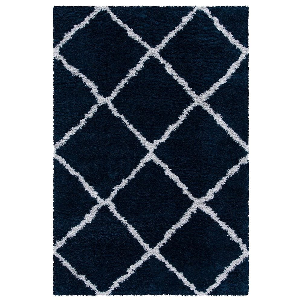 Safavieh August Shag 5"5" x 7"7" Navy and Ivory Area Rug, , large