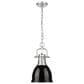 Golden Lighting Duncan 1-Light Small Pendant with Chain and Black Shade in Pewter, , large