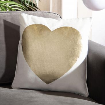 Safavieh Heart of Gold 16" Pillow in Gold and Beige, , large