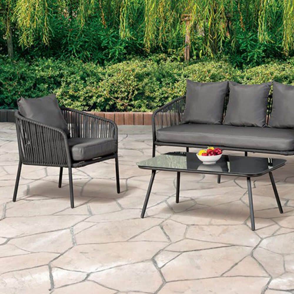 Furniture of America Myesha 4-Piece Patio Conversation Set in Light Gray, , large