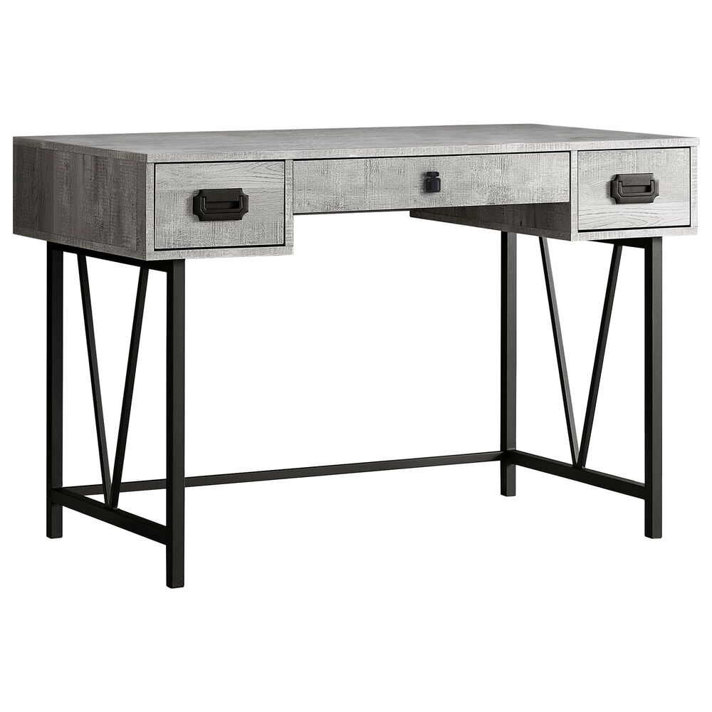 Monarch Specialties 48" Computer Desk in Grey Reclaimed Wood and Black, , large
