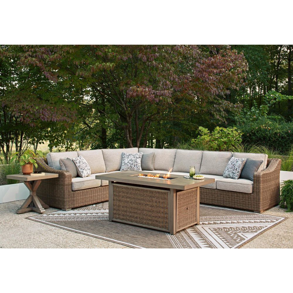 Ashley Laguna Heights 4-Piece Outdoor Sectional in Beige, , large