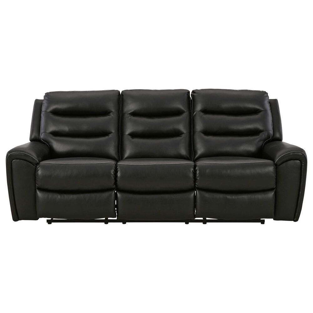 Ashley Warlin Power Reclining Sofa in Black, , large