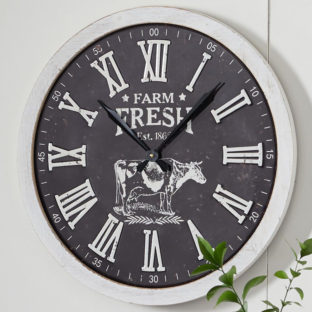 Maple and Jade 24&quot; Wall Clock in White and Black, , large