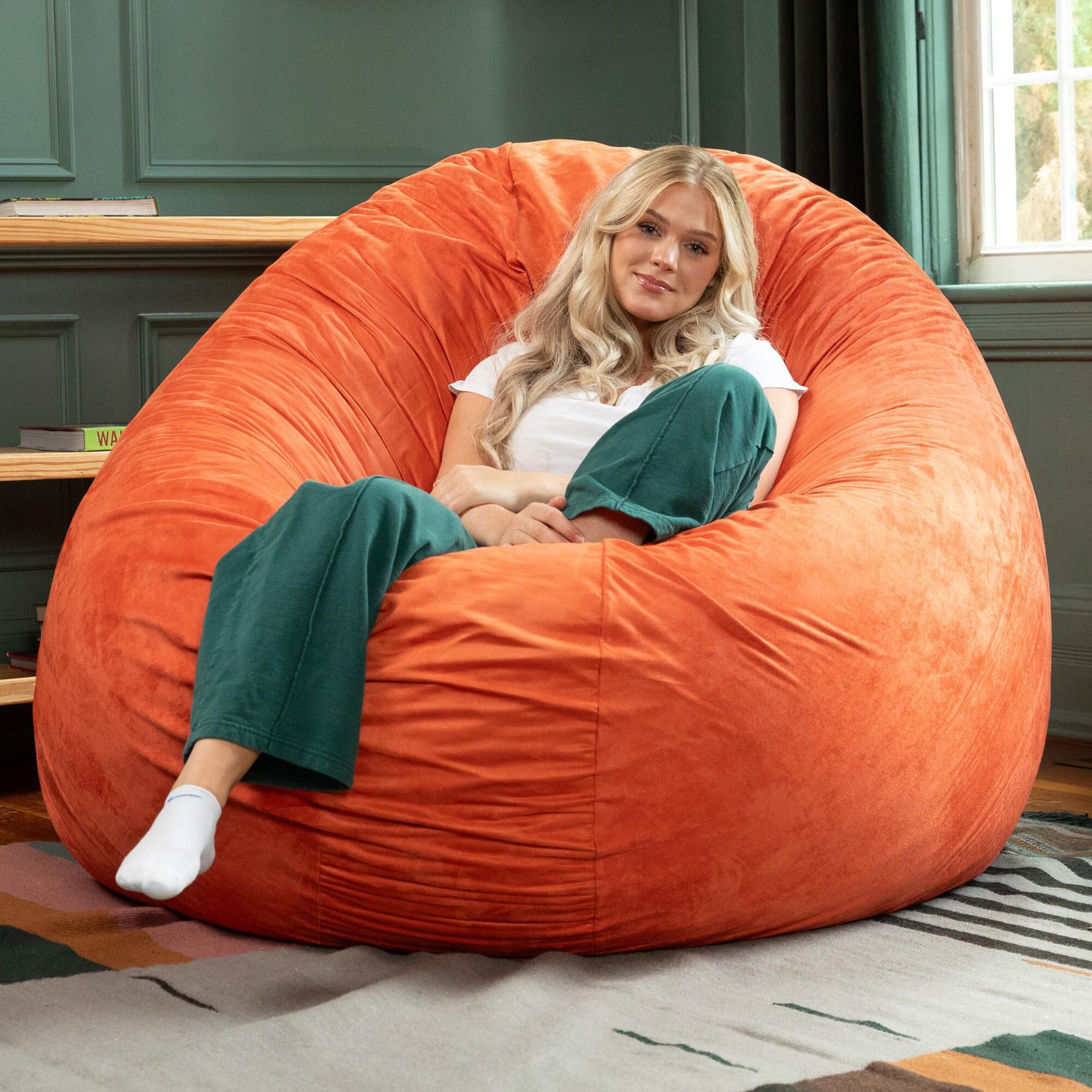 Jaxx 6' Cocoon Large Bean Bag Chair in Mandarin