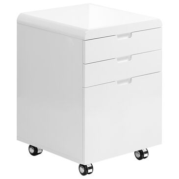 Monarch Specialties 3-Drawer Filing Cabinet in Glossy White, , large