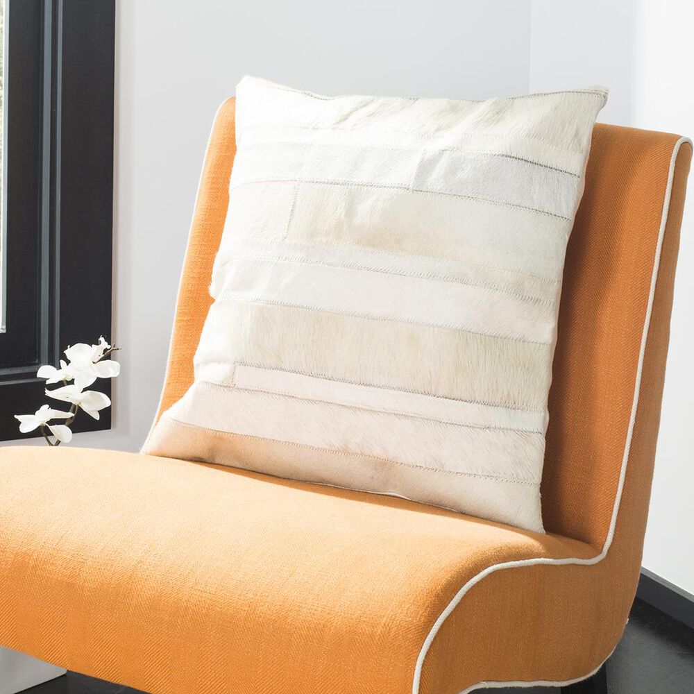 Safavieh Perry 20" Cowhide Pillow in Beige, , large