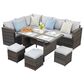 Hearth and Haven 7-Piece Outdoor Dining Set with Grey Cushion in Brown, , large