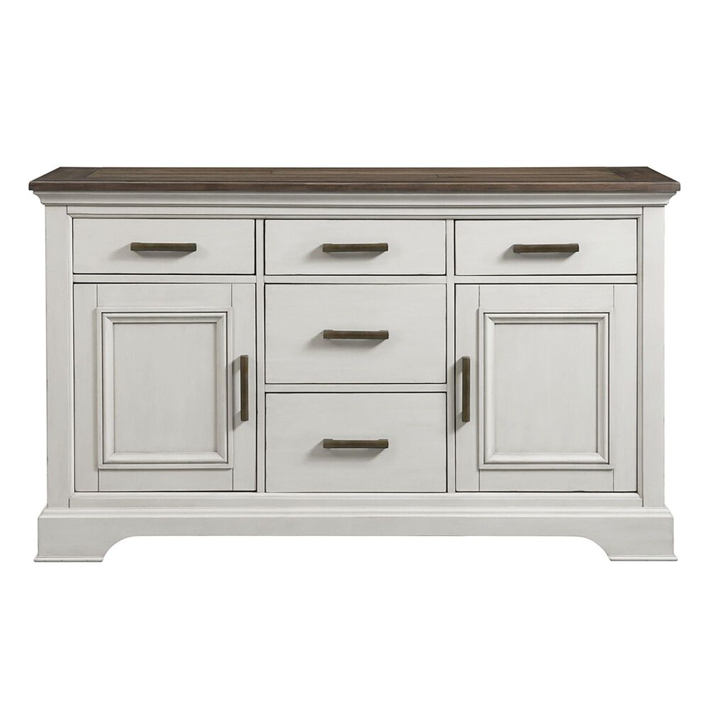 Hawthorne Furniture Drake Sideboard in Rustic White and French Oak