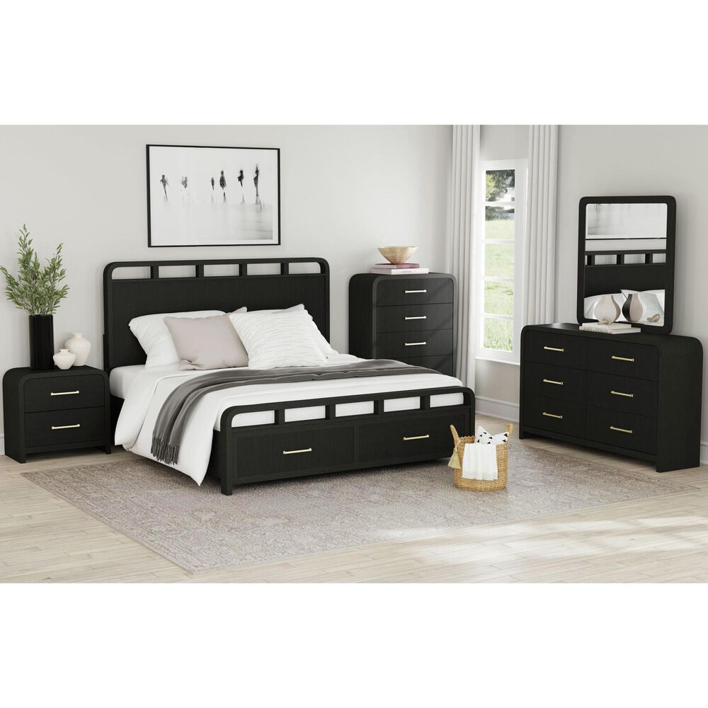 Mayberry Hill Ridgemont 4-Piece Queen Storage Bedroom Set in Black, , large