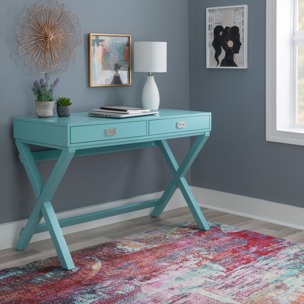 Linon Home Decor Peggy Writing Desk in Baby Blue, , large