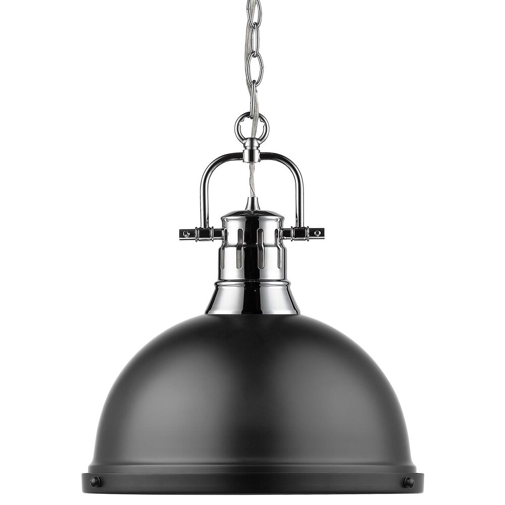 Golden Lighting Duncan 1-Light Pendant with Chain in Chrome, , large