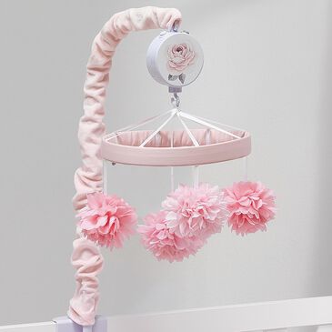 Lambs and Ivy Signature Botanical Baby Floral Musical Baby Crib Mobile in Pink and Gray, , large