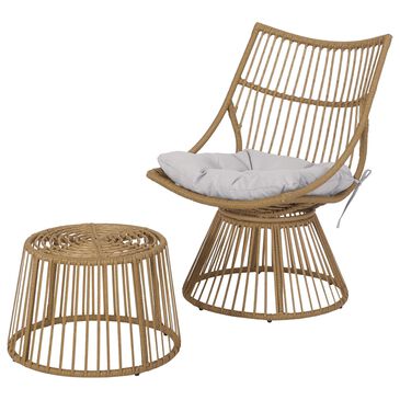 Hearth and Haven Elaine 2-Piece Patio Chat Set with Beige Cushion in Light Brown, , large