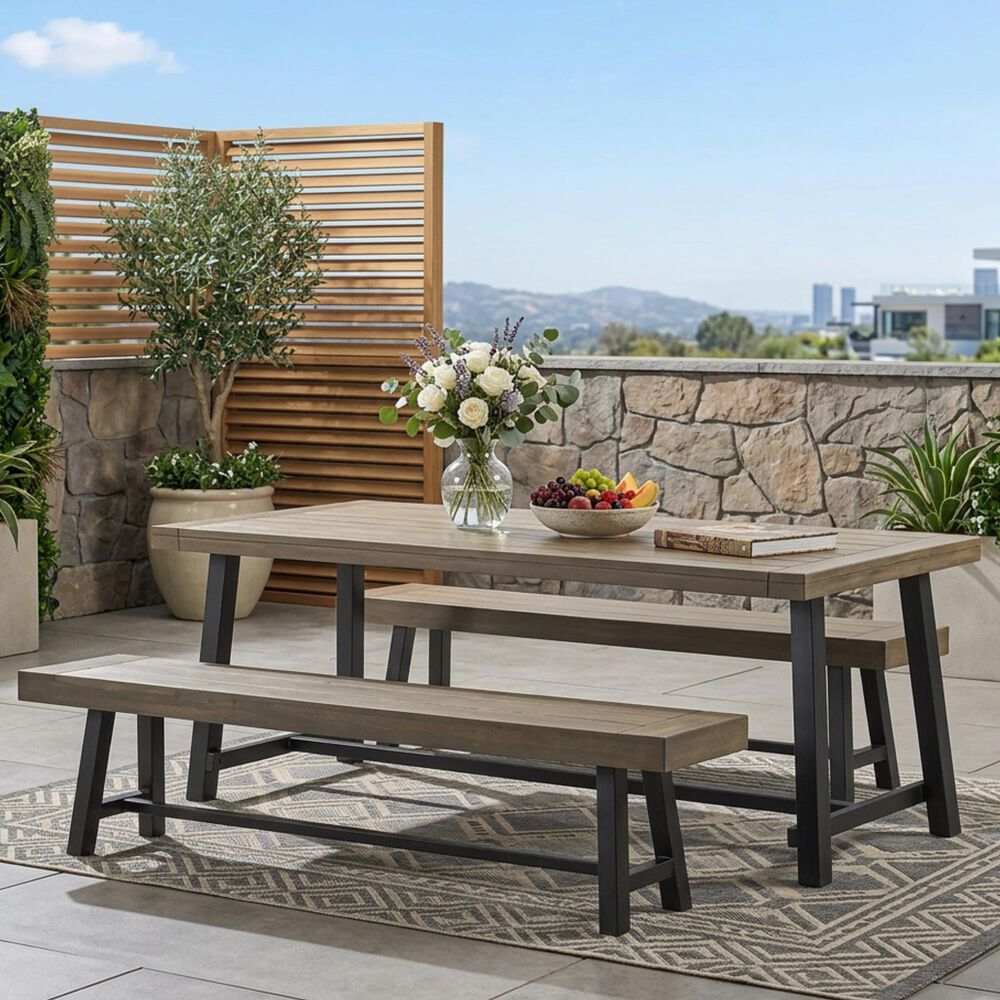 Hearth and Haven 3-Piece Outdoor Dining Set in Grey and Black, , large