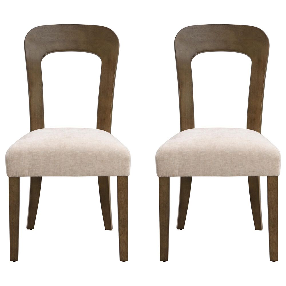 Hearth and Haven Upholstered Side Chair with Beige Cushion in Light Brown &#40;Set of 2&#41;, , large