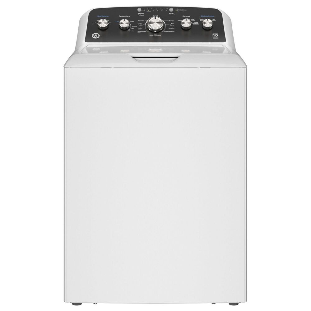 GE Appliances 4.5 Cu. Ft. Top Load Washer with Spanish Panel and 7.2 Cu. Ft. Gas Dryer Laundry Pair in White and Matte Black, , large