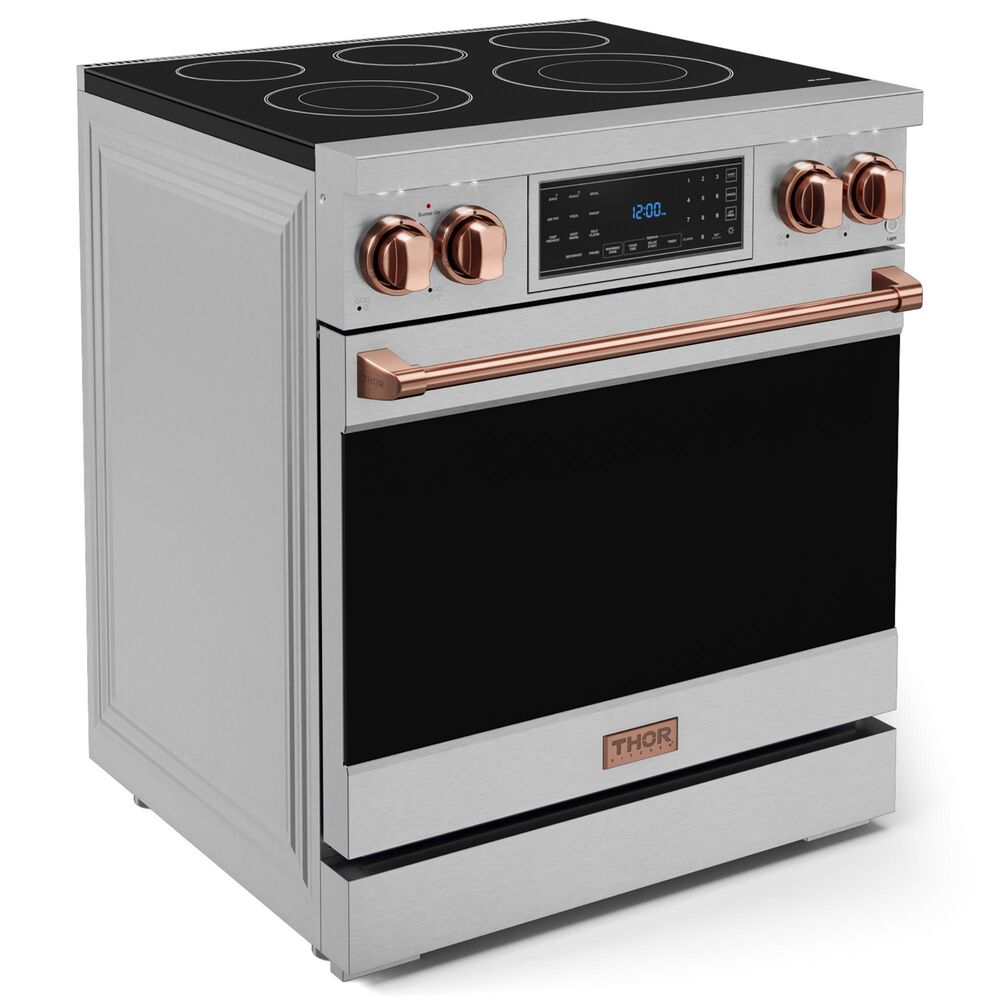 Thor Kitchen Gordon Ramsay 4.55 Cu. Ft. 30&quot; Professional Electric Range with Rose Gold Handle Kit in Stainless Steel, , large