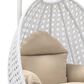 Leisuremod Patio Hanging Egg Swing Chair with Taupe Cushion in White, , large