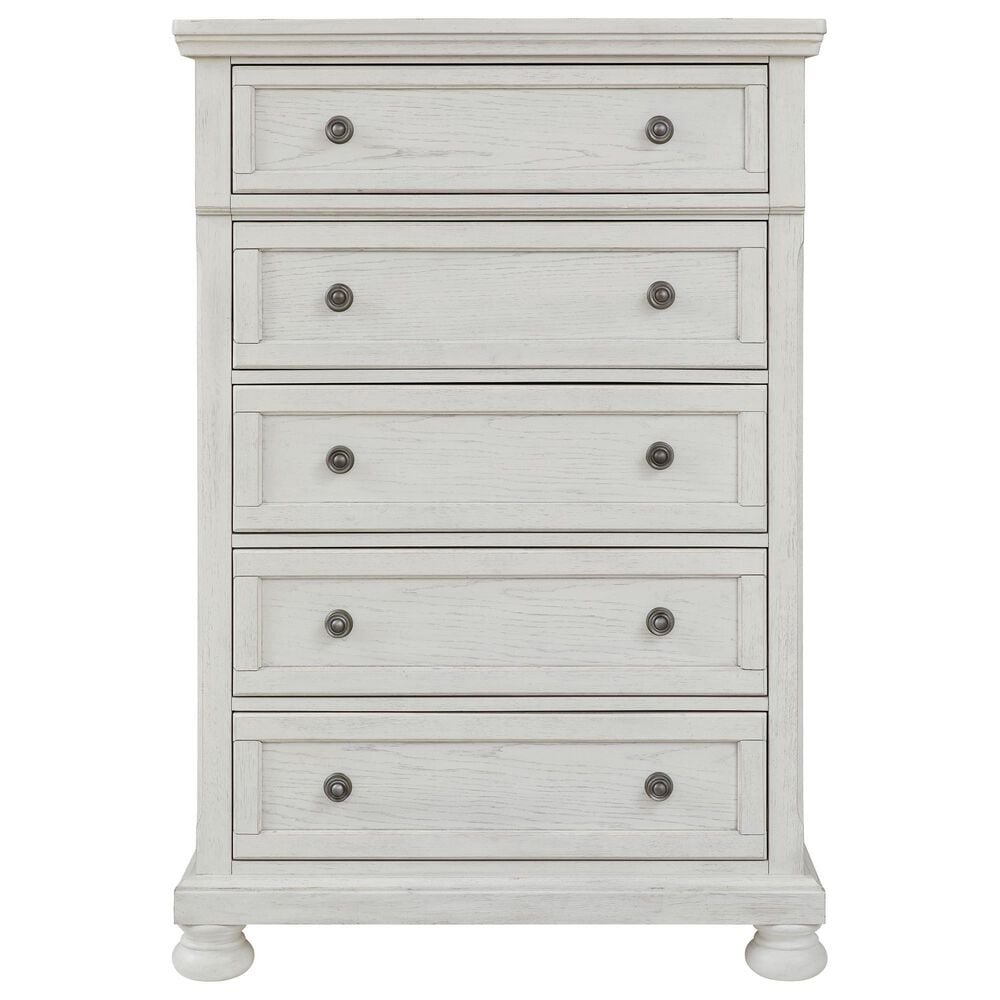 Ashley Robbinsdale 5 Drawer Double Knob Chest in Antique White, , large