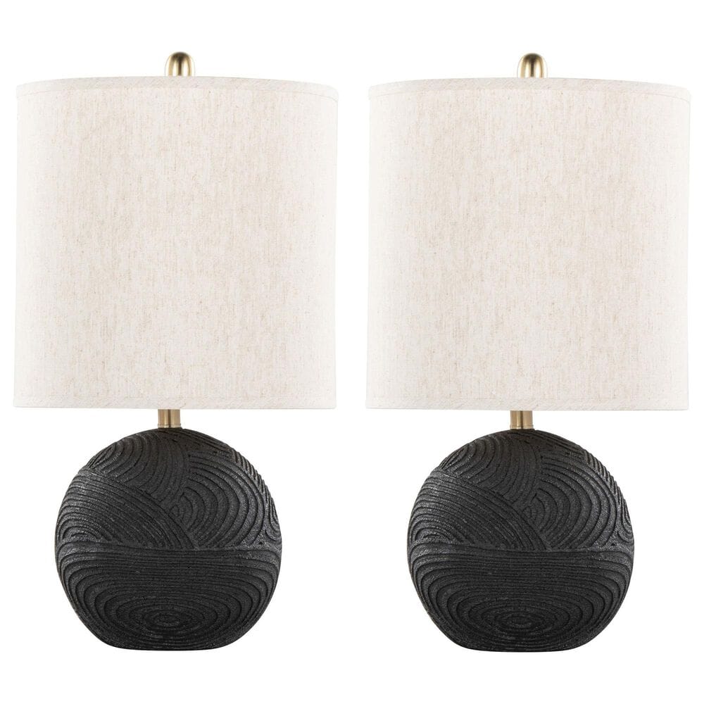 LumiSource Kona 23" Polyresin Table Lamp in Matte Black and Modern Brass (Set of 2), , large