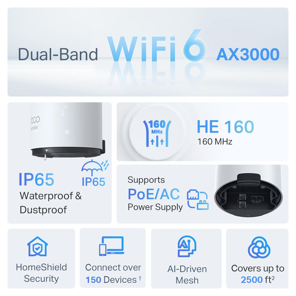 TP-Link Deco X50-Outdoor Whole Home Mesh Dual-Band Wi-Fi 6 in White, , large