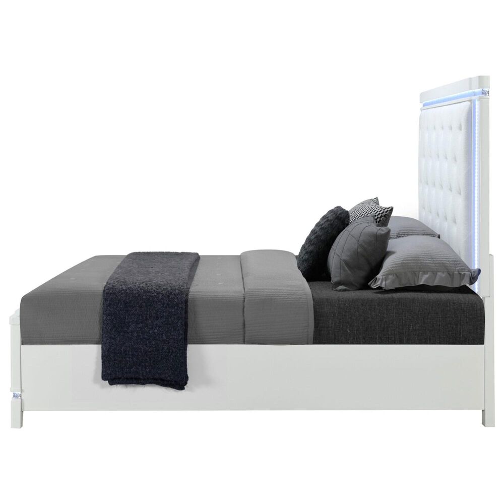 Global Furniture USA Alina 3-Piece Queen Upholstered Panel Bedroom Set in White, , large