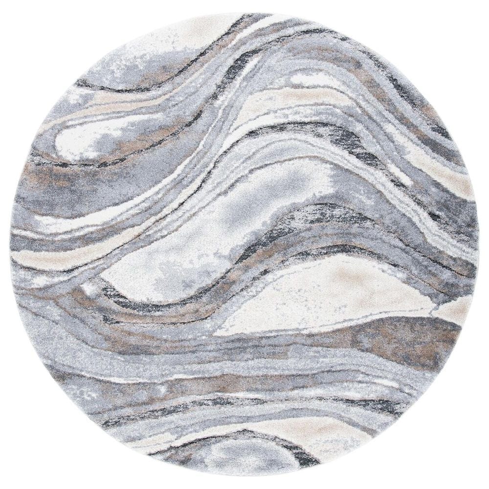 Safavieh Cyrus Shag CYR118G 3" Round Grey and Beige Area Rug, , large