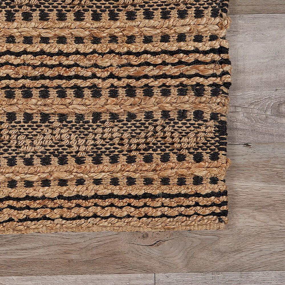 L&amp;R Resources Natural Fiber Striped 5&#39; x 7&#39;9&quot; Jet Black Area Rug, , large