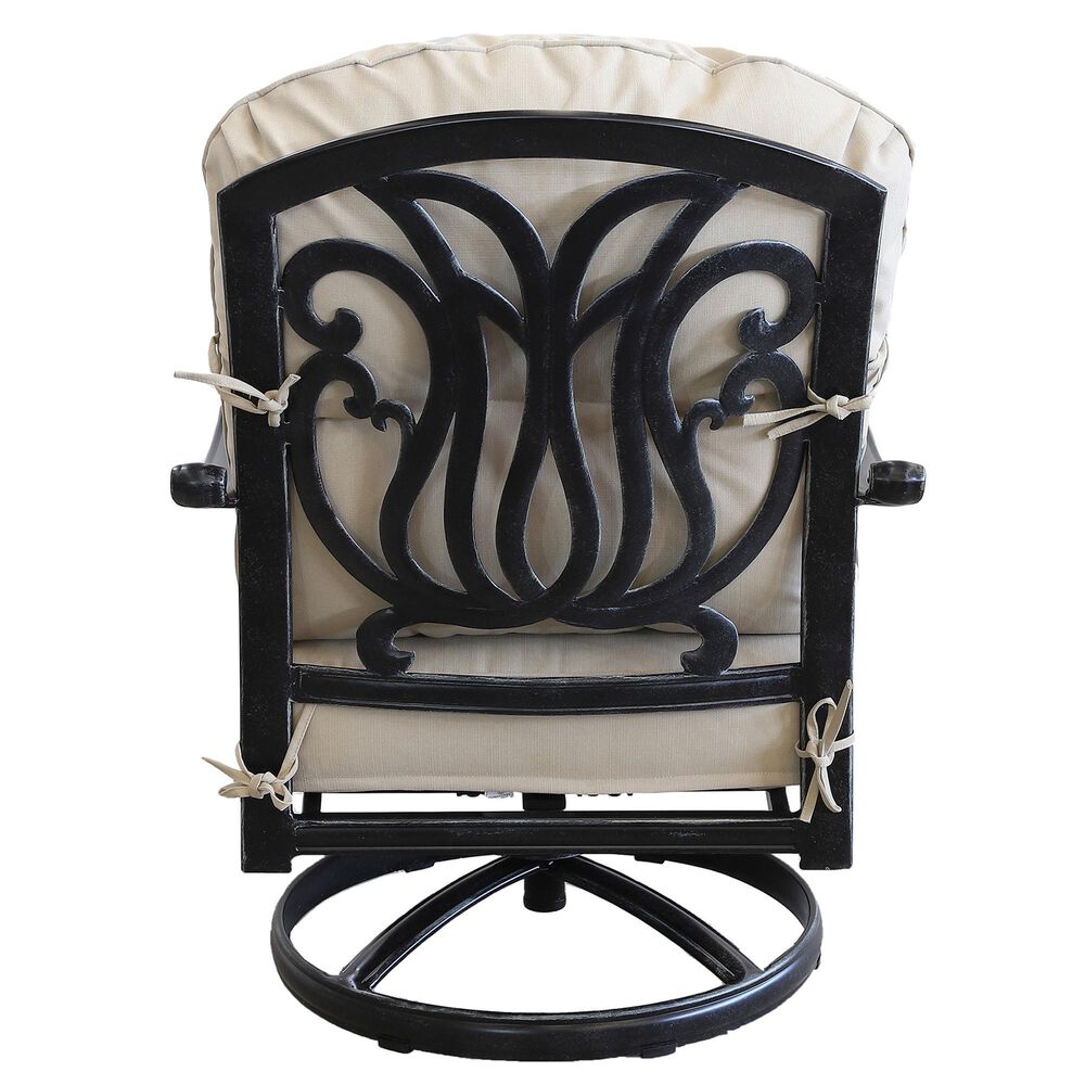 GatherCraft Geneva Patio Club Swivel Rocker with Cushion in Linen Beige, , large