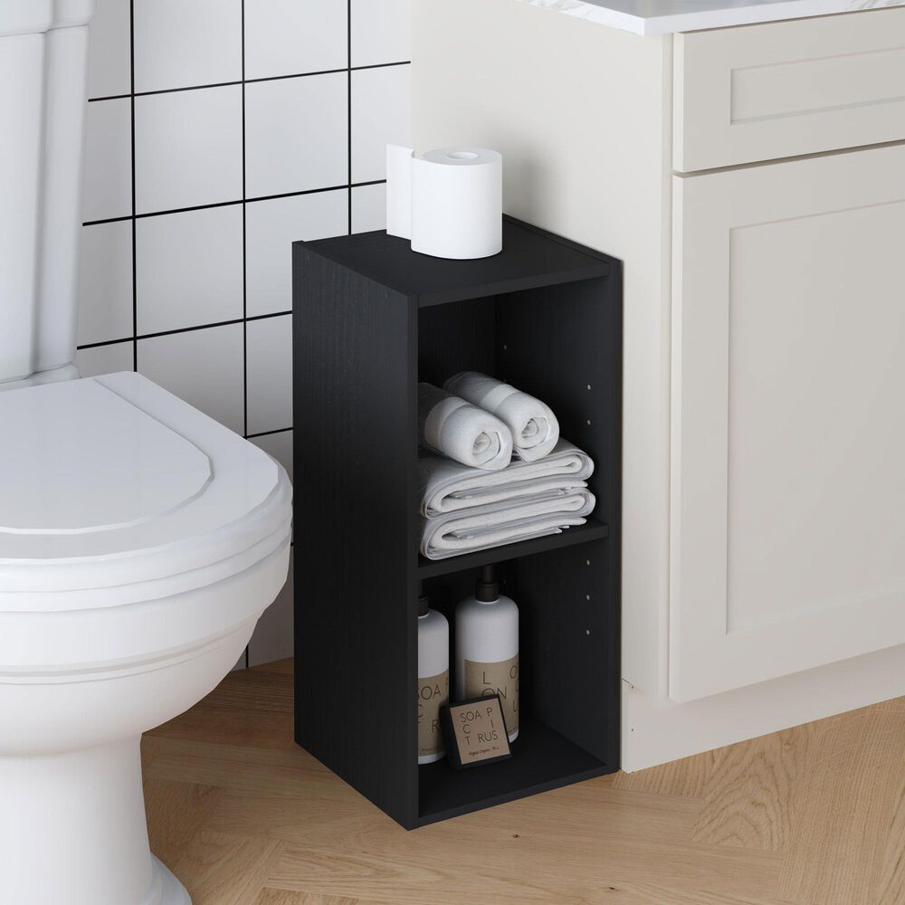 HOMLUX 2-Tier Space Saving Storage Bookcase with Adjustable Shelf in Blackwood, , large