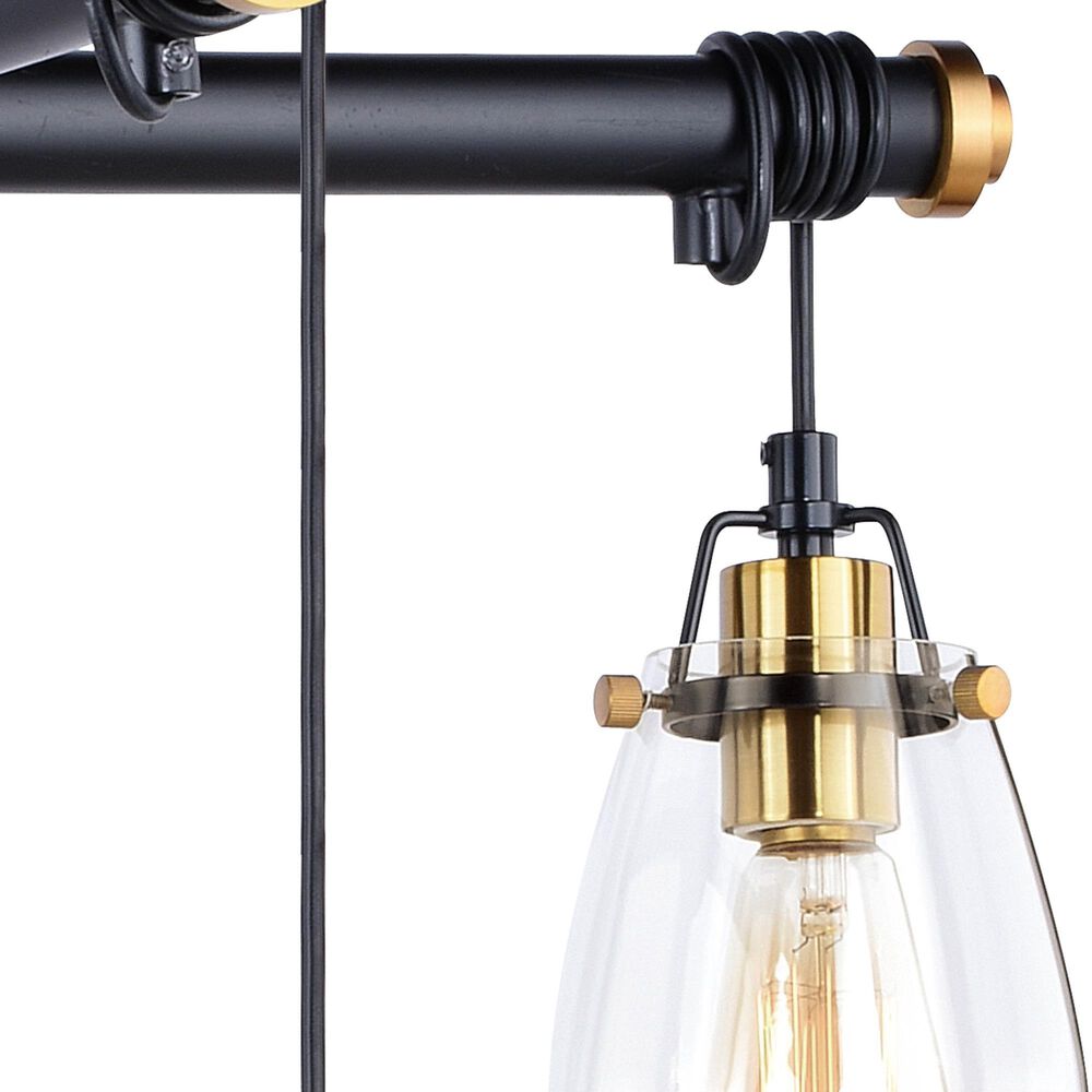 Vaxcel Kassidy 5-Light Chandelier in Black and Natural Brass, , large