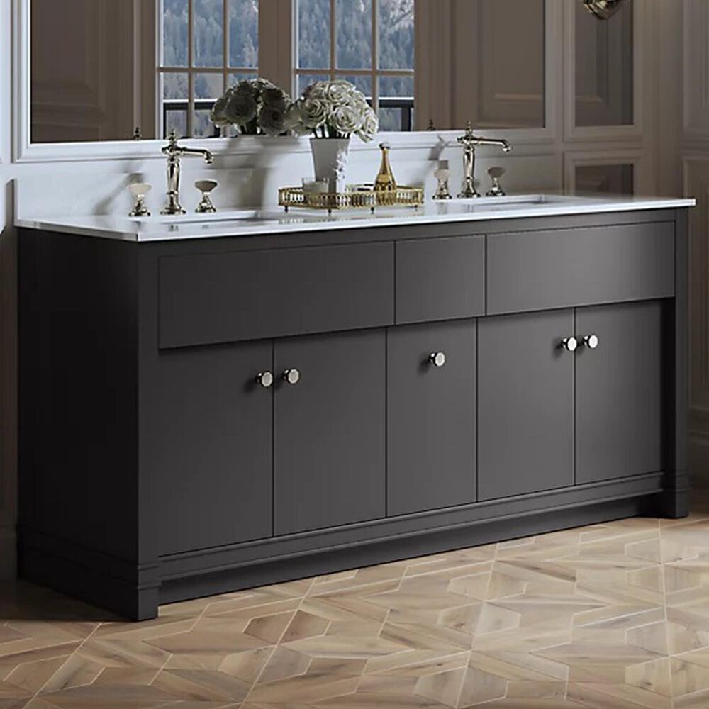 Kohler Alouette 72" Double Bathroom Vanity in Ferrous Grey with 2 cm White Quartz Top and Rectangular Sinks, , large