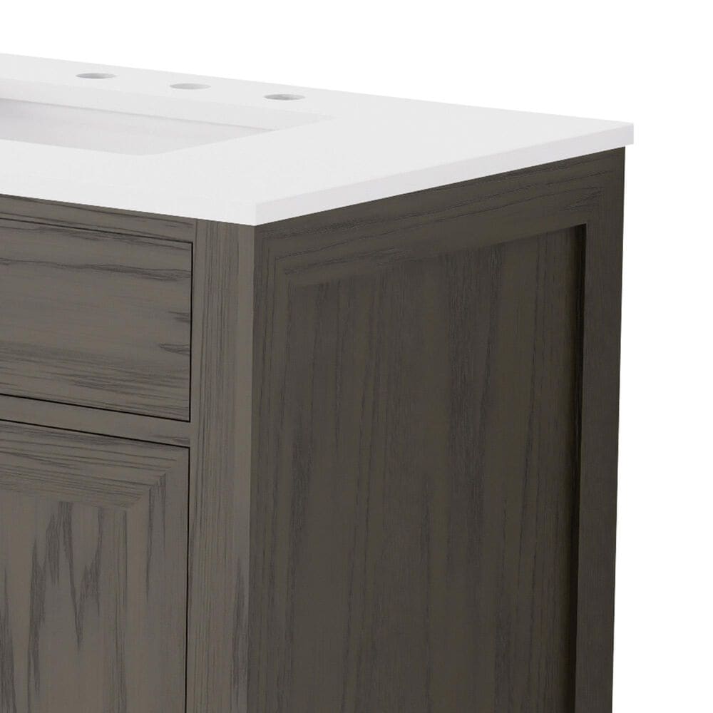 Lexora Home Abbey 80" Double Bathroom Vanity in Brown Oak with 2 cm White Cultured Marble Top and Rectangular Sinks, , large