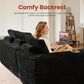 HOMLUX 105.5" Zero Assembly Sofa with Ergonomic Chaise Sectional in Black, , large