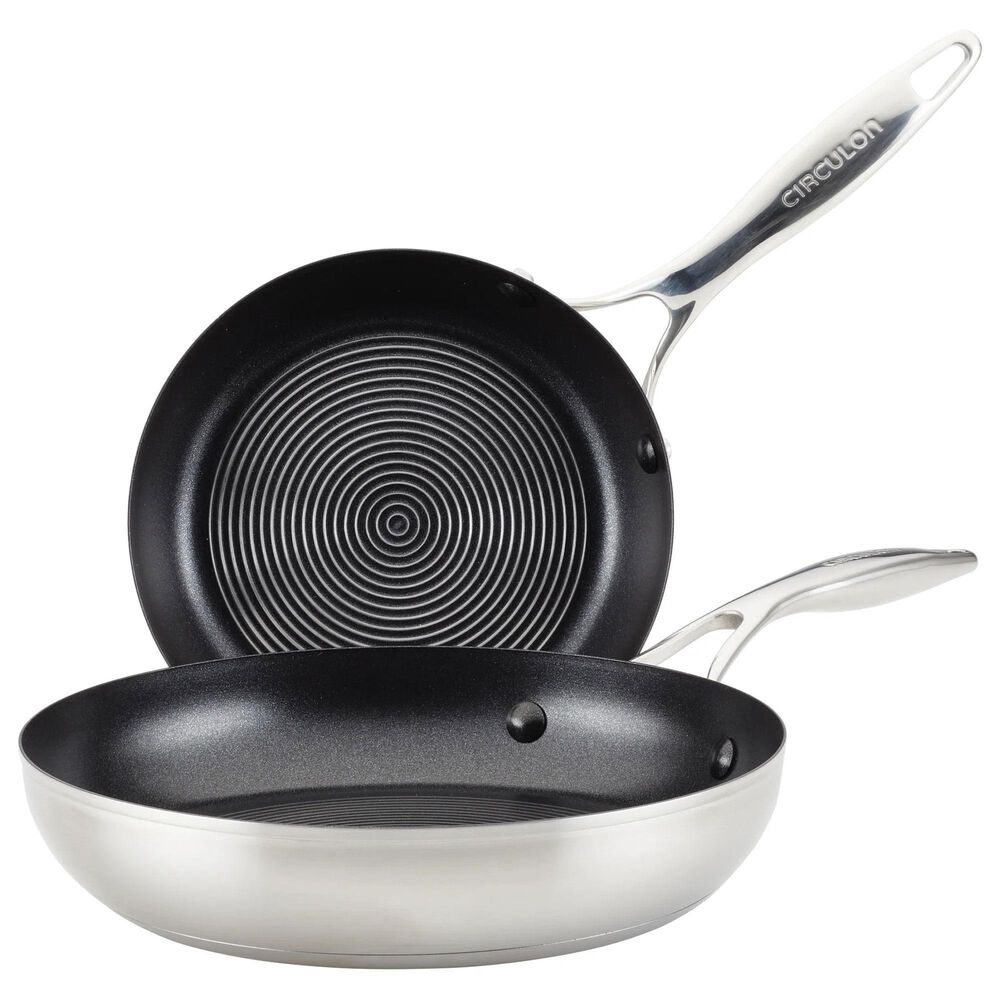 Circulon 8" and 10.25" Nonstick Frying Pan Set in Stainless Steel, , large