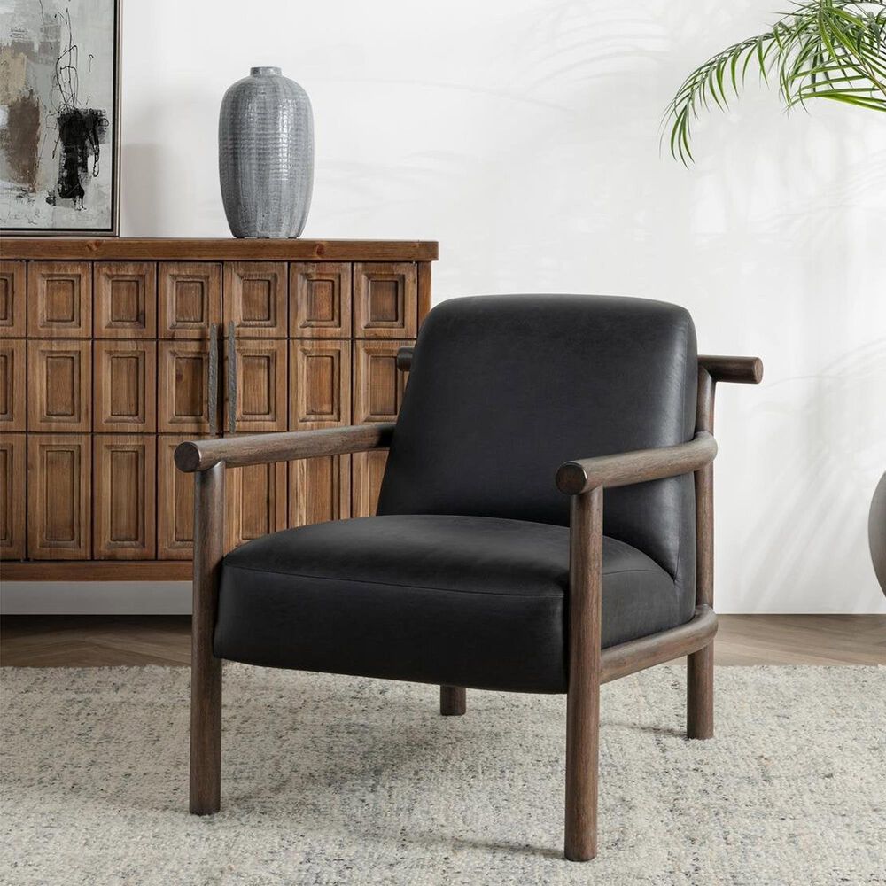 Classic Home Azoria Leather Accent Chair in Black, , large