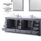 Lexora Home Dukes 84" Double Bathroom Vanity in Dark grey with 2 cm White Carrara Marble Top and Rectangular Sinks, , large