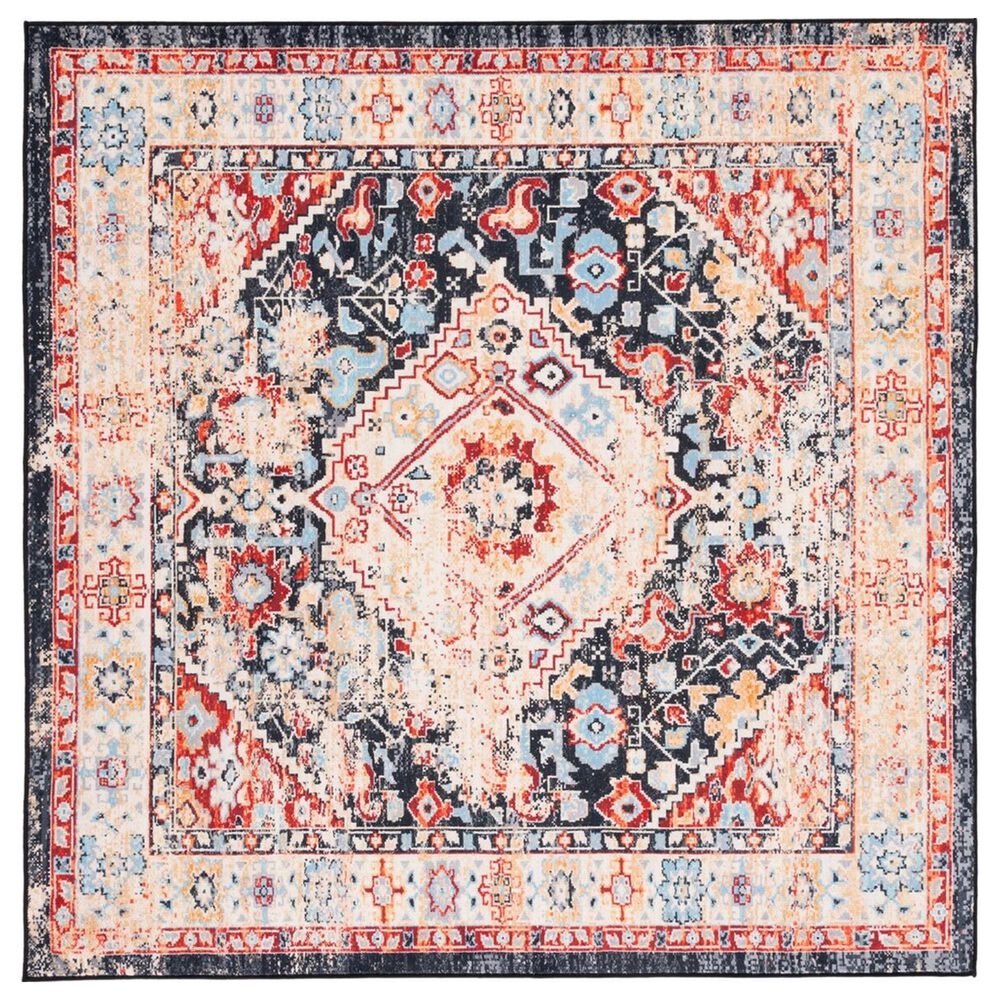 Safavieh Riviera 6"7" Square Charcoal and Gold Area Rug, , large