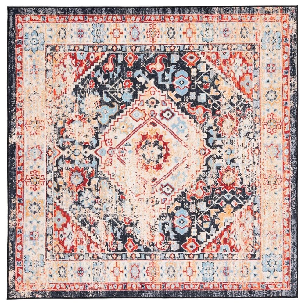 Safavieh Riviera 6"7" Square Charcoal and Gold Area Rug, , large