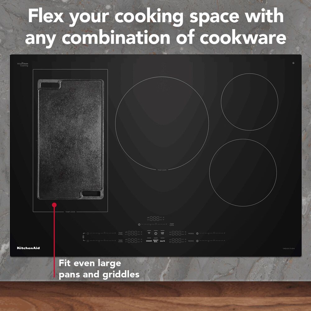 KitchenAid 30&quot; Induction Cooktop with 5 Cooking Zones in Black and Stainless Steel, , large