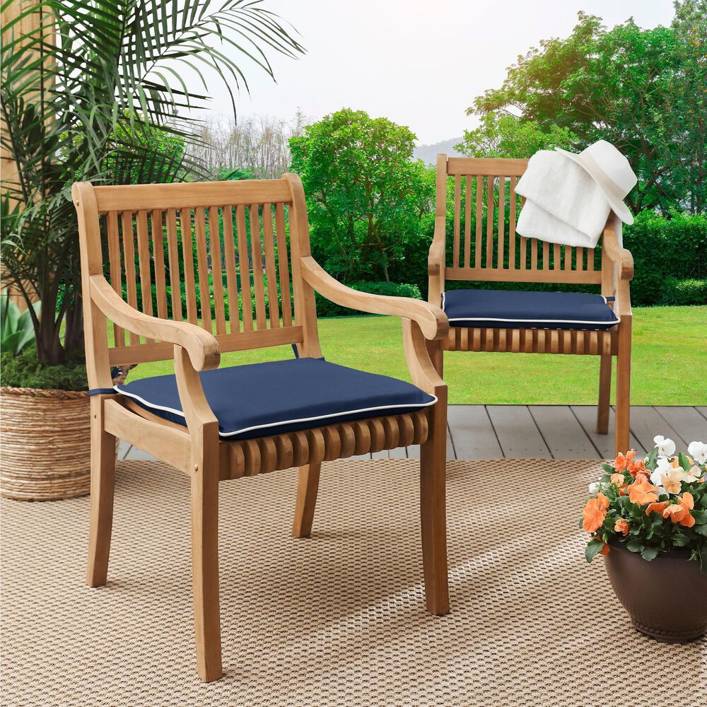 Sorra Home Sunbrella 17" Chair Pad in Canvas Navy (Set of 2), , large