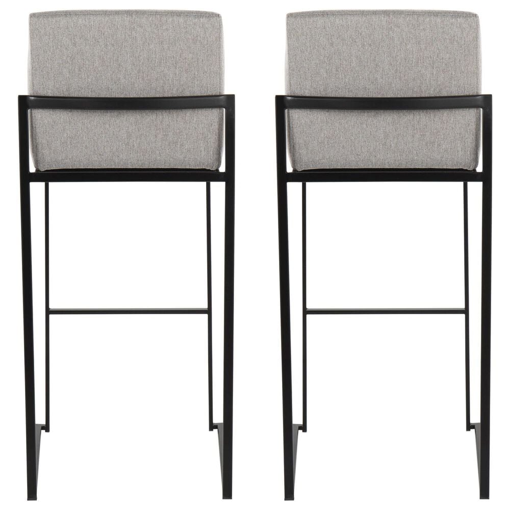 Lumisource Fuji High Back Barstool with Grey Fabric in Black &#40;Set of 2&#41;, , large