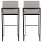 Lumisource Fuji High Back Barstool with Grey Fabric in Black (Set of 2), , large