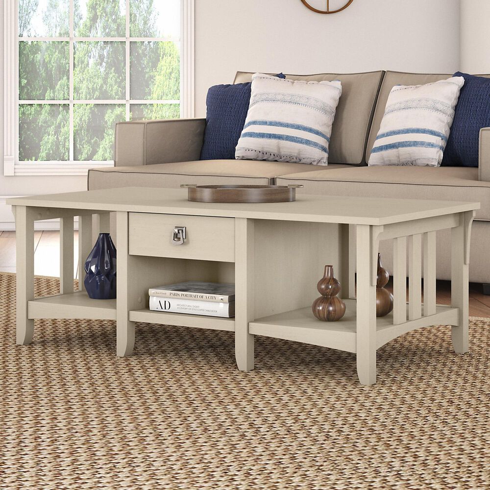 Bush Salinas Storage Coffee Table in Antique White Nebraska Furniture