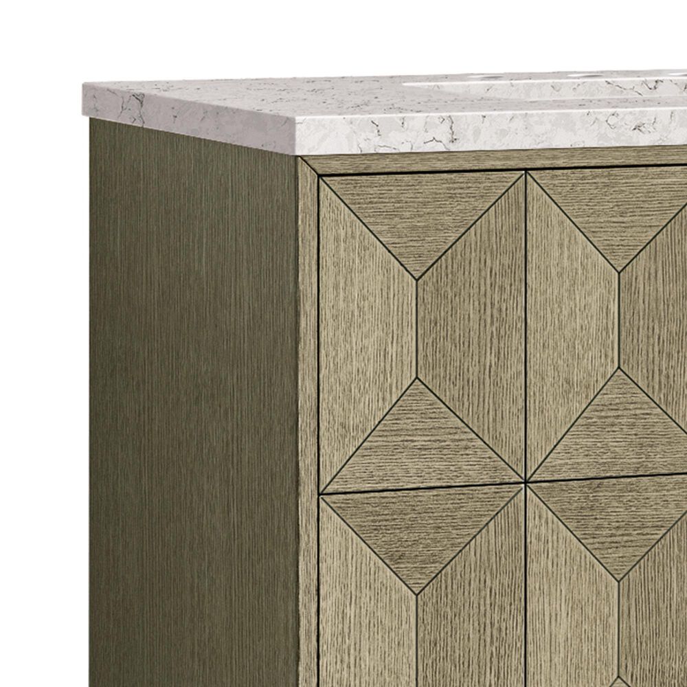 James Martin Vanities Emmeline 36" Single Bathroom Vanity in Pebble Oak with 3 cm Eternal Jasmine Pearl Quartz Top and Rectangular Sink, , large