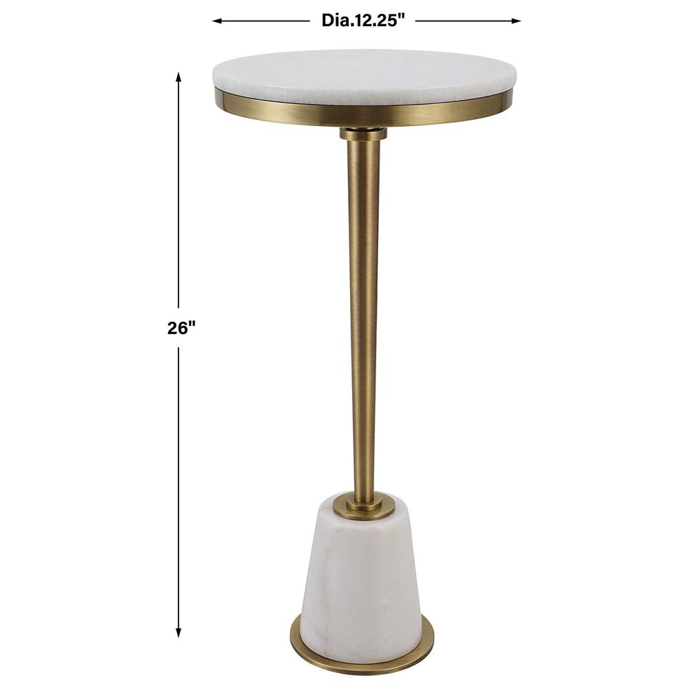 Uttermost Edifice 12" Drink Table in White and Brushed Brass Shop NFM