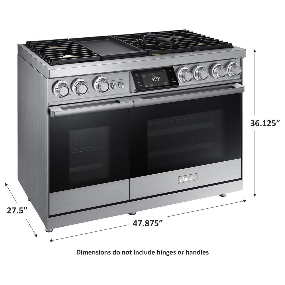 Dacor 48" Professional Dual Fuel Range in Silver Stainless Steel, , large