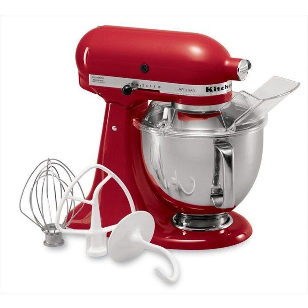 KitchenAid Artisan Series Tilt-Head Stand Mixer with Fresh Prep Slicer & Shredder Attachment Bundle - Empire Red - 5 qt