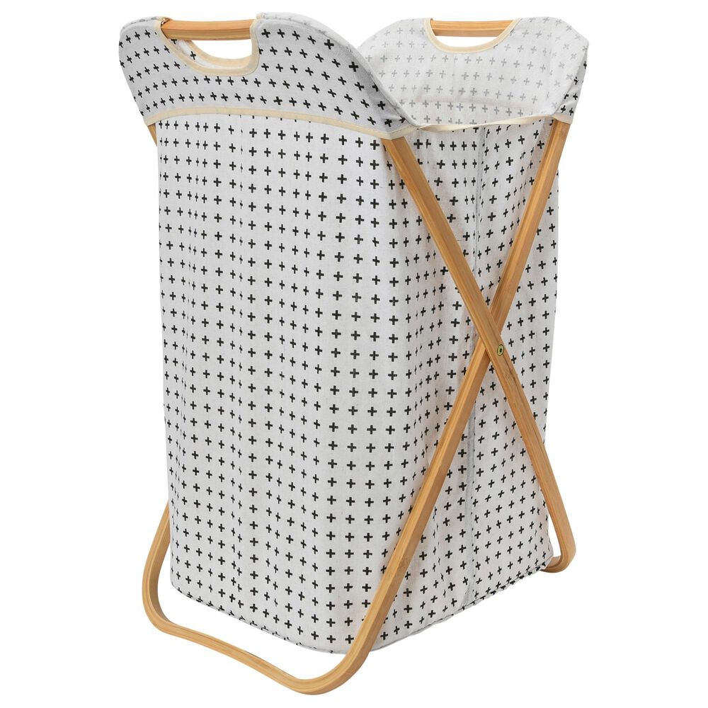 Household Essentials Hamper with Cross Pattern in Black and White, , large